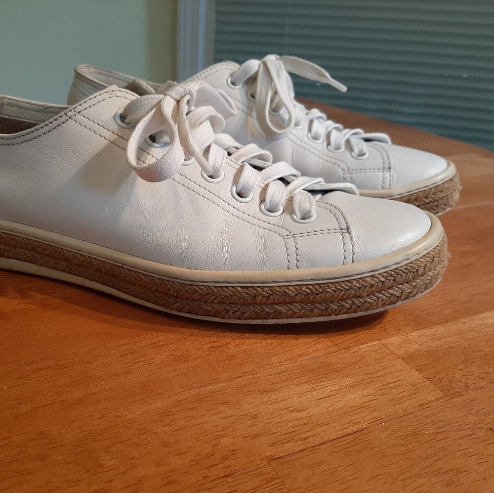 Prada Men's White Lace Up With Woven Rope Sole - 8